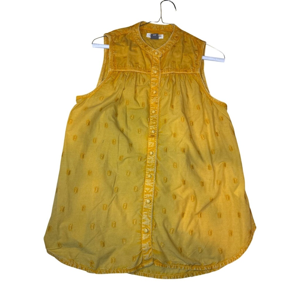 Pilcro Anthropologie Sleeveless Top Embroidered Button Down Yellow Medium‎
